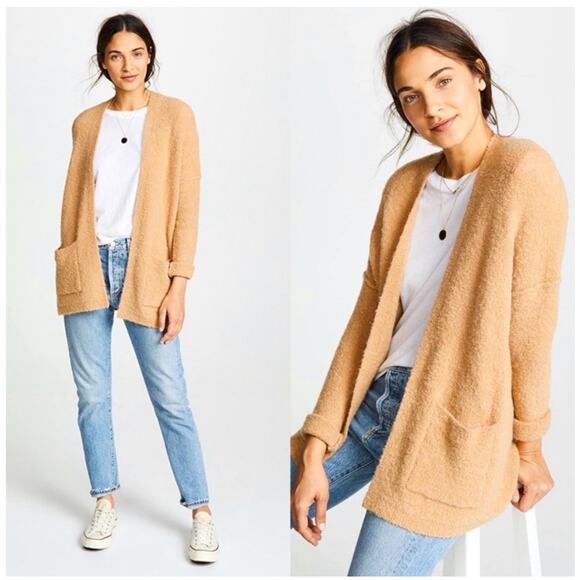 Free People Womens Phantom Long Line Neutral Tan Soft Cardigan Sweater Size S - Picture 1 of 11